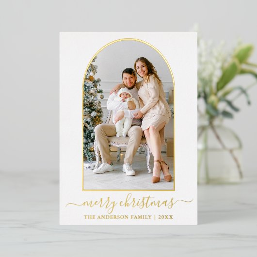 Moderne Calligrafie-kerstfeestdag Folie Feestdagenkaart (Staand Voorkant)