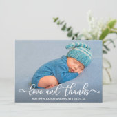 Moderne Calligrafie-liefde en Bedankt-Baby Bedankkaart (Staand voorkant)