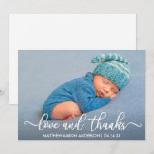 Moderne Calligrafie-liefde en Bedankt-Baby Bedankkaart (Voorkant / Achterkant)