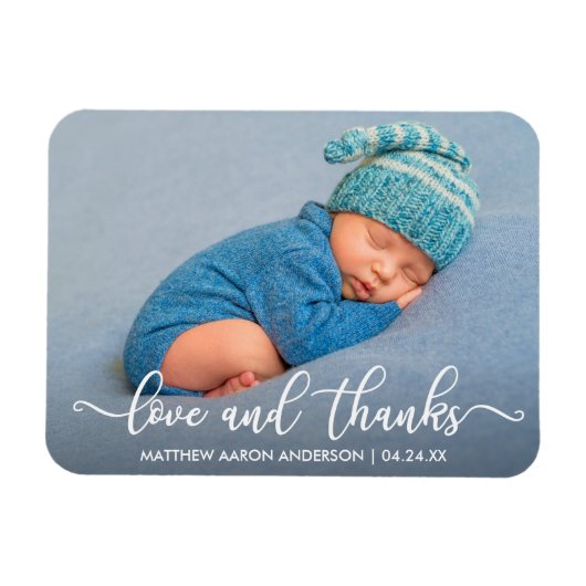 Moderne Calligrafie-liefde en Bedankt-Baby Magneet (Horizontaal)