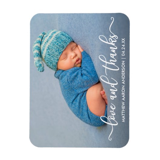 Moderne Calligrafie-liefde en Bedankt-Baby Magneet (Verticaal)