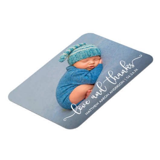 Moderne Calligrafie-liefde en Bedankt-Baby Magneet (Linkerzijde)
