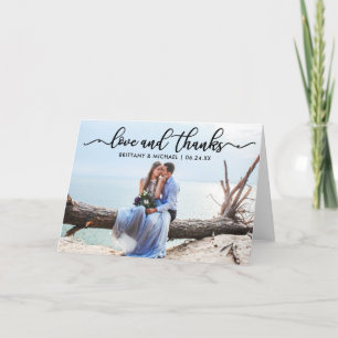 Moderne Calligrafie-liefde en Bedankt-weddenschap Bedankkaart