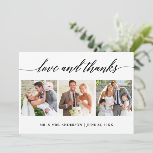 Moderne Calligrafie Liefde en Bedankt Wedding 3 Fo (Staand voorkant)