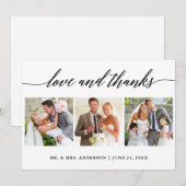 Moderne Calligrafie Liefde en Bedankt Wedding 3 Fo (Voorkant / Achterkant)