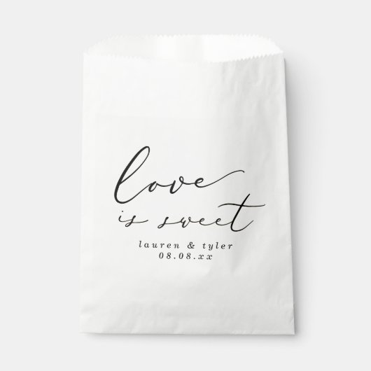 Moderne Calligrafie Love is Sweet Wedding Bedankzakje (Voorkant)