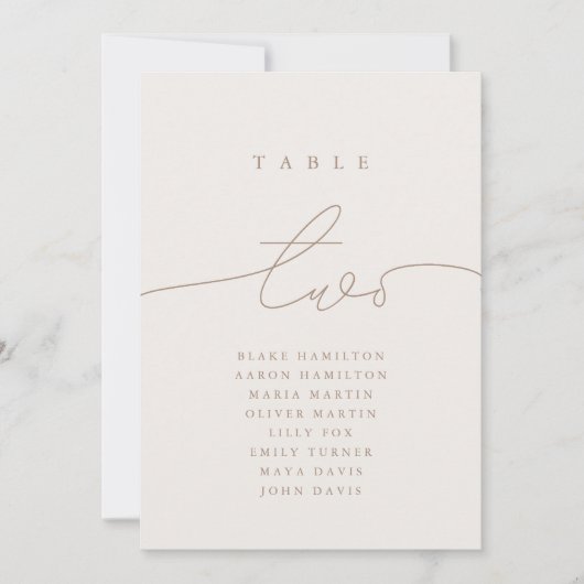 Moderne Calligrafie Neutrale Tabel Twee Tabelnumme (Voorkant)