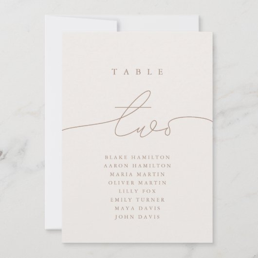 Moderne Calligrafie Neutrale Tabel Twee Tabelnumme (Achterkant)