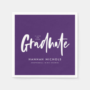 Moderne Calligrafie Paarse Graduation Party Servet