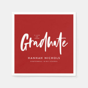 Moderne Calligrafie Red Graduation Party Servet