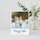 Moderne Calligrafie Red Mittens Foto Feestdagenkaart (Staand voorkant)