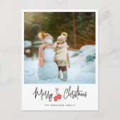 Moderne Calligrafie Red Mittens Foto Feestdagenkaart (Voorkant)