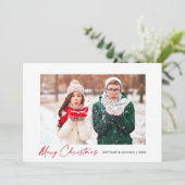 Moderne Calligrafie rode inkt Script Couple Photo Feestdagenkaart (Staand voorkant)