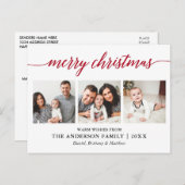 Moderne Calligrafie Rode kerst 3 Foto Briefkaart (Voorkant / Achterkant)