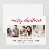 Moderne Calligrafie Rode kerst 3 Foto Feestdagenkaart (Voorkant / Achterkant)