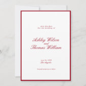 Moderne Calligrafie Rood huwelijk sparen de Datum Kaart (Voorkant)