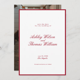 Moderne Calligrafie Rood huwelijk sparen de Datum Kaart