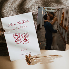 Moderne Calligrafie Rood huwelijk sparen de Datum Kaart