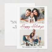 Moderne Calligrafie Rood inkt Script 2 Foto Feestdagenkaart (Voorkant / Achterkant)