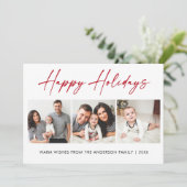 Moderne Calligrafie Rood inkt Script 3 Foto Feestdagenkaart (Staand voorkant)