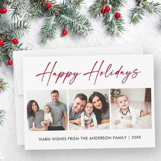 Moderne Calligrafie Rood inkt Script 3 Foto Feestdagenkaart