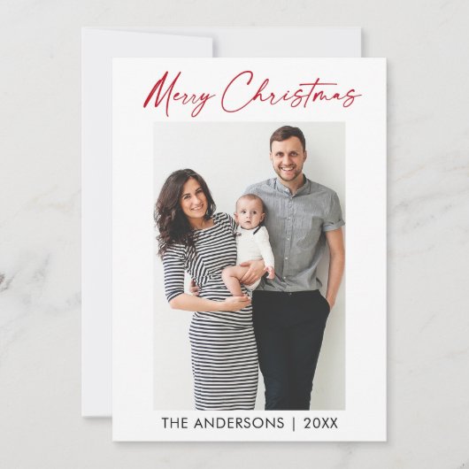 Moderne Calligrafie Rood inkt script Kerstmis Feestdagenkaart (Voorkant)