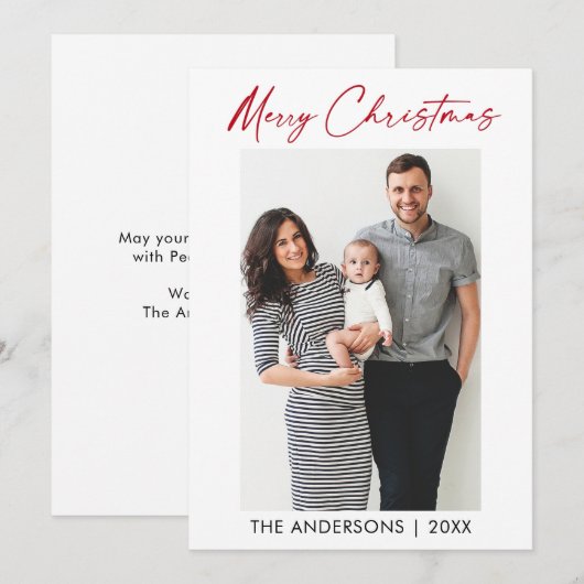 Moderne Calligrafie Rood inkt script Kerstmis Feestdagenkaart (Voorkant / Achterkant)