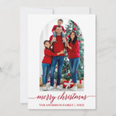 Moderne Calligrafie Rood kerstfeest met fotografie Feestdagenkaart (Voorkant)