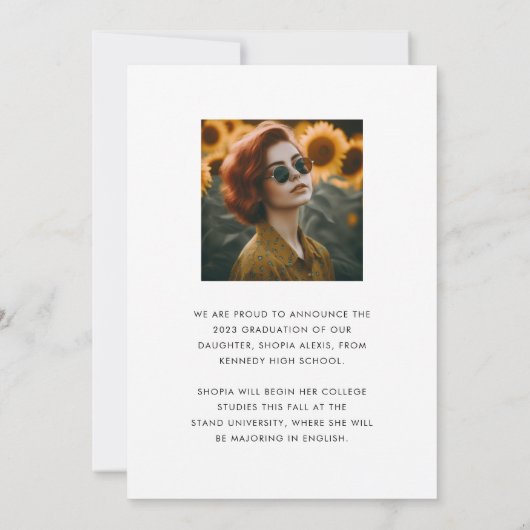 Moderne Calligrafie Script 2 Foto Afstuderen Aankondiging (Achterkant)