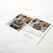 Moderne Calligrafie Script 3 Foto Afstuderen Folie Uitnodiging (Gedraaid)