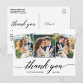 Moderne Calligrafie Script 3 Foto Bedankt Briefkaart (Voorkant / Achterkant)