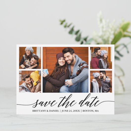 Moderne Calligrafie Script 5 Foto Save The Date (Staand voorkant)