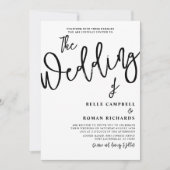 Moderne Calligrafie Script Black & White Wedding Kaart (Voorkant)
