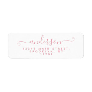 Moderne Calligrafie Script Blush Pink Achternaam Etiket