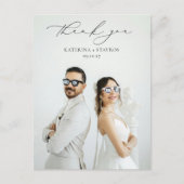 Moderne Calligrafie Script Bruiloft Foto Bedankt Briefkaart (Voorkant)