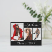 Moderne Calligrafie Script BxW 3 Foto Afstuderen Briefkaart (Staand voorkant)