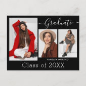 Moderne Calligrafie Script BxW 3 Foto Afstuderen Briefkaart (Voorkant)