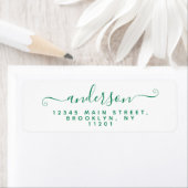 Moderne Calligrafie Script Classic Green Achternaa Etiket (Insitu)