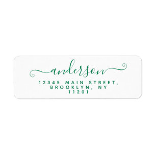 Moderne Calligrafie Script Classic Green Achternaa Etiket