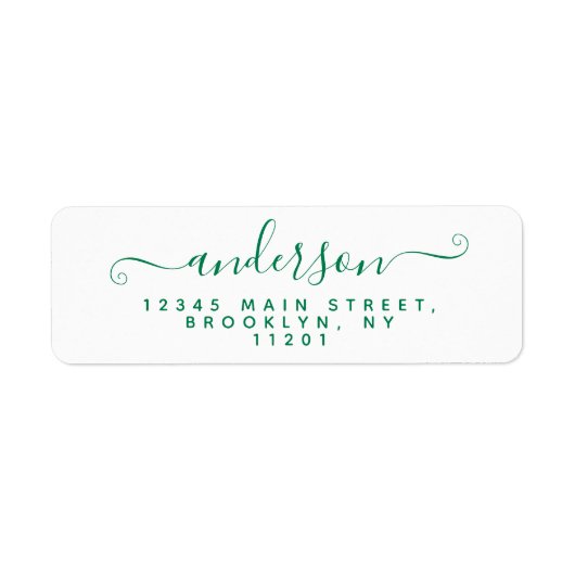 Moderne Calligrafie Script Classic Green Achternaa Etiket (Voorkant)