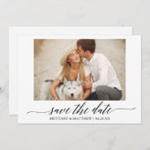 Moderne Calligrafie Script Couple Photo Wedding Save The Date (Voorkant / Achterkant)