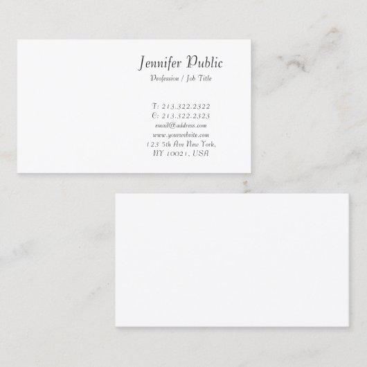 Moderne Calligrafie Script Elegant Clean Design Visitekaartje (Voorkant / Achterkant)