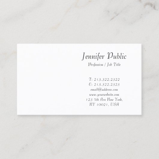 Moderne Calligrafie Script Elegant Clean Design Visitekaartje (Voorkant)