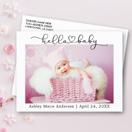 Moderne Calligrafie Script Hart Hallo Baby Briefkaart