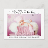 Moderne Calligrafie Script Hart Hallo Baby Briefkaart (Voorkant)