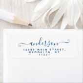 Moderne Calligrafie Script Navy Blue Achternaam Etiket (Insitu)