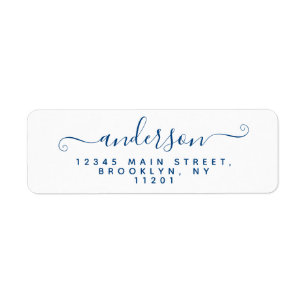 Moderne Calligrafie Script Navy Blue Achternaam Etiket