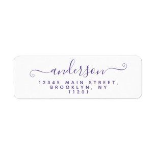Moderne Calligrafie Script Paarse Violet Achternaa Etiket
