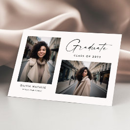 Moderne Calligrafie Script Twee Foto Afstuderen Aankondiging