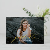 Moderne Calligrafie Script Twee Foto Afstuderen Folie Uitnodiging (Staand Voorkant)